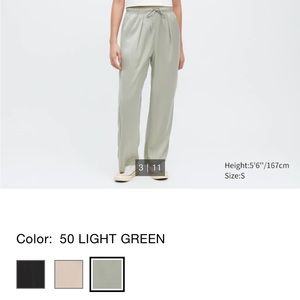 Uniqlo satin drape pant in light green